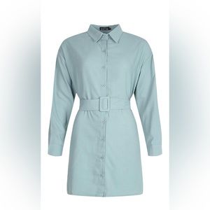 Belted Long-Sleeve Shirt Dress